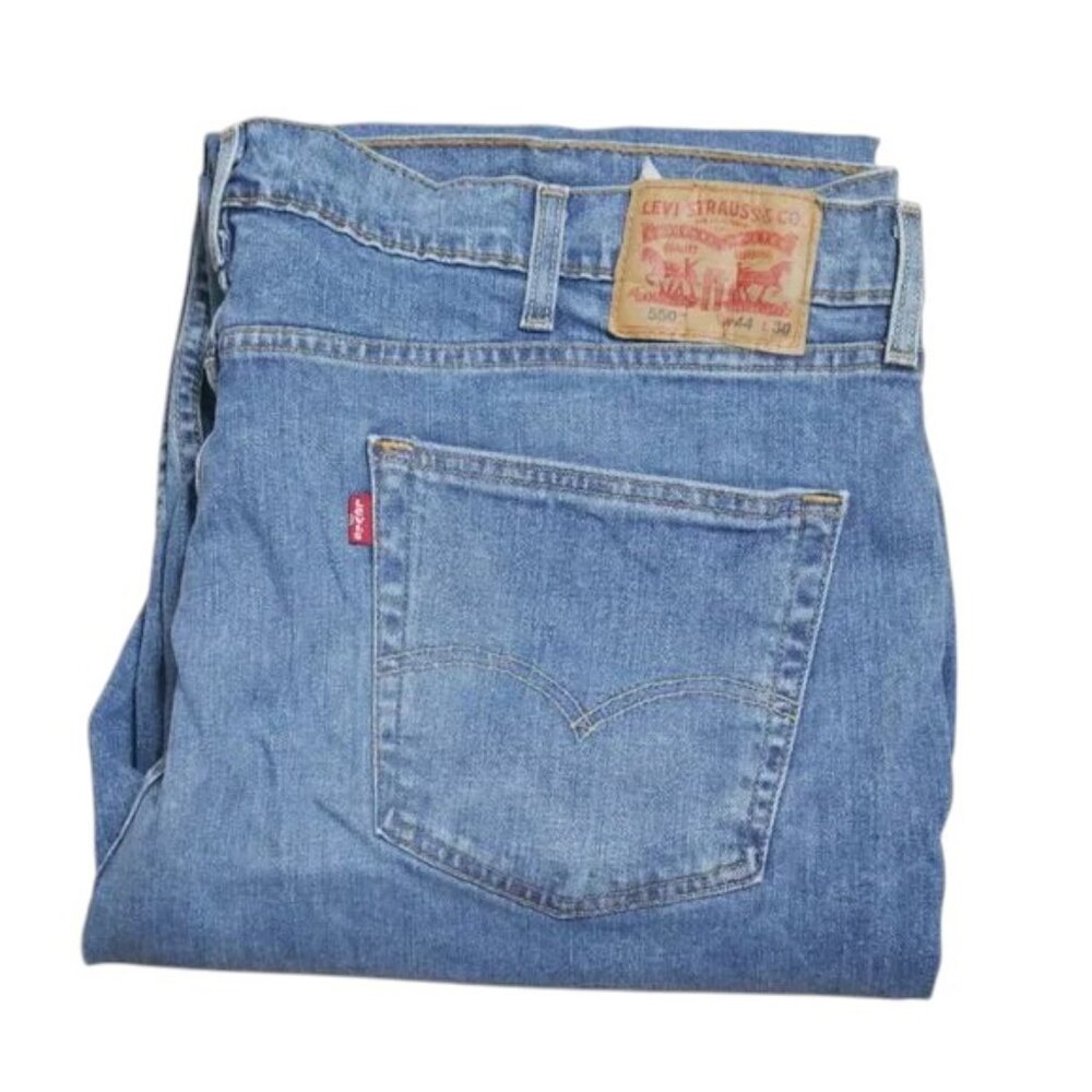 Levis 550 Relaxed Fit Tapered Leg Denim Jeans Men's Size 44x30 Stonewashed Blue
